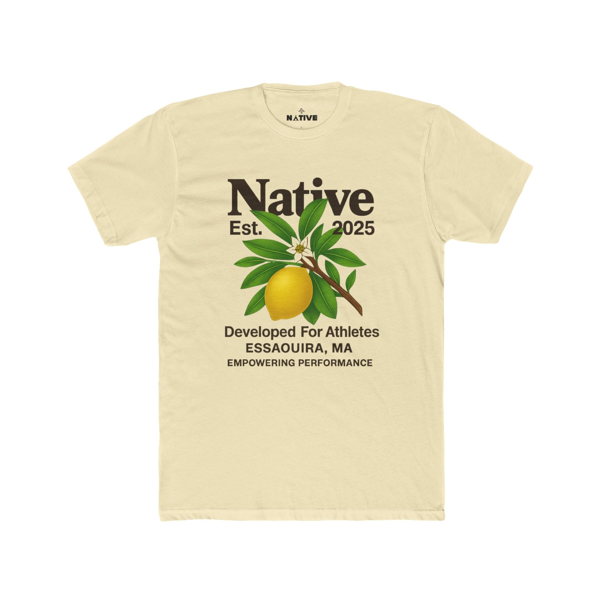 Native Lemon Tee — "Native Est. 2025" Athletic Crew Shirt