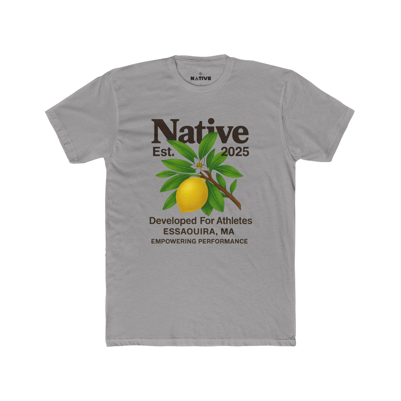Native Lemon Tee — "Native Est. 2025" Athletic Crew Shirt