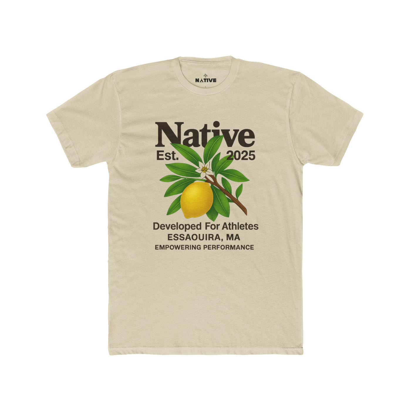 Native Lemon Tee — "Native Est. 2025" Athletic Crew Shirt