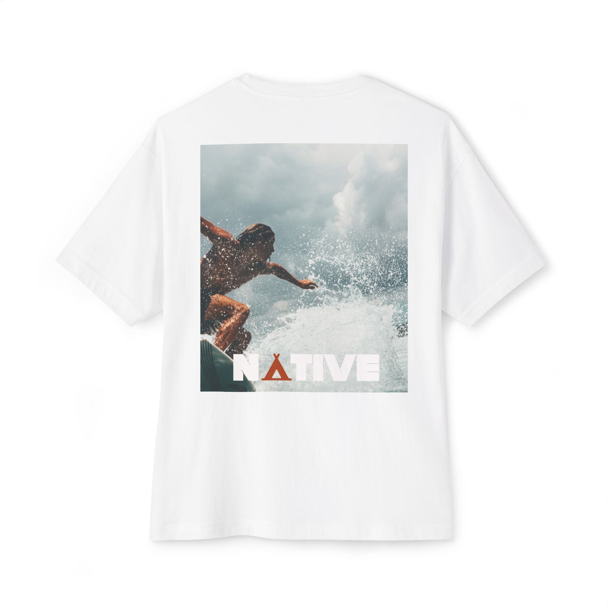 Surf Photo Boxy Tee — "NATIVE" Logo Graphic
